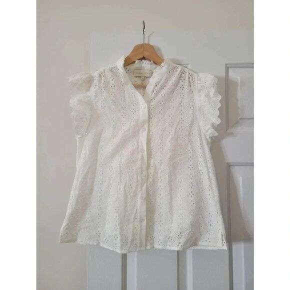 Caballero Eyelet Button Down Shirt Blouse XS NWT - Picture 1 of 8